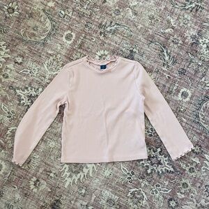 Old Navy Light Pink Ribbed scalloped long sleeved top